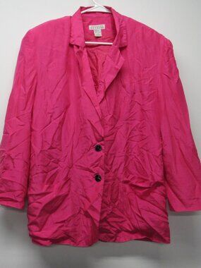 Vintage 90s Express 100% Silk PINK Oversized Women’s Blazer Size Small READ